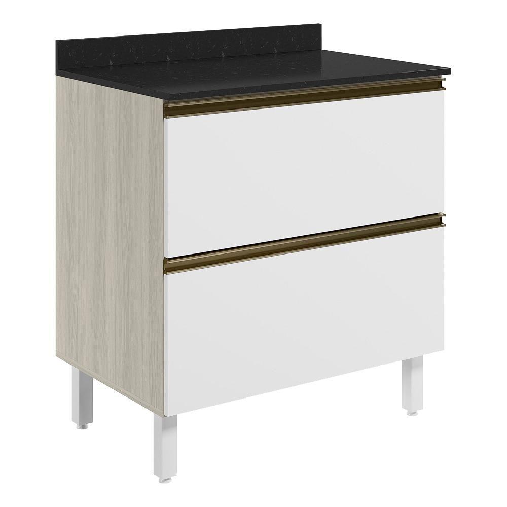 Balcao Com Tampo 2g 80cm Mdf Kali 16412 Bianco Toq Branco Uv Nicioli - 1