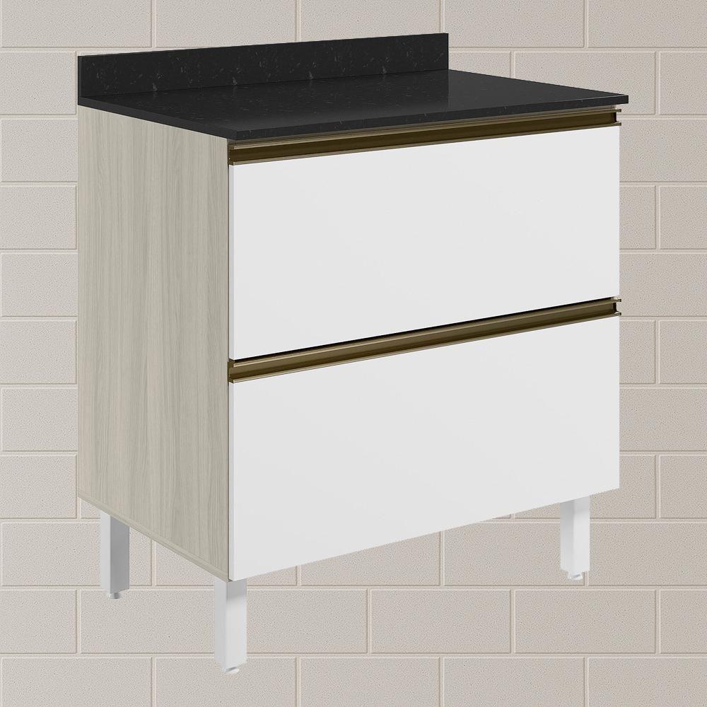 Balcao Com Tampo 2g 80cm Mdf Kali 16412 Bianco Toq Branco Uv Nicioli - 2