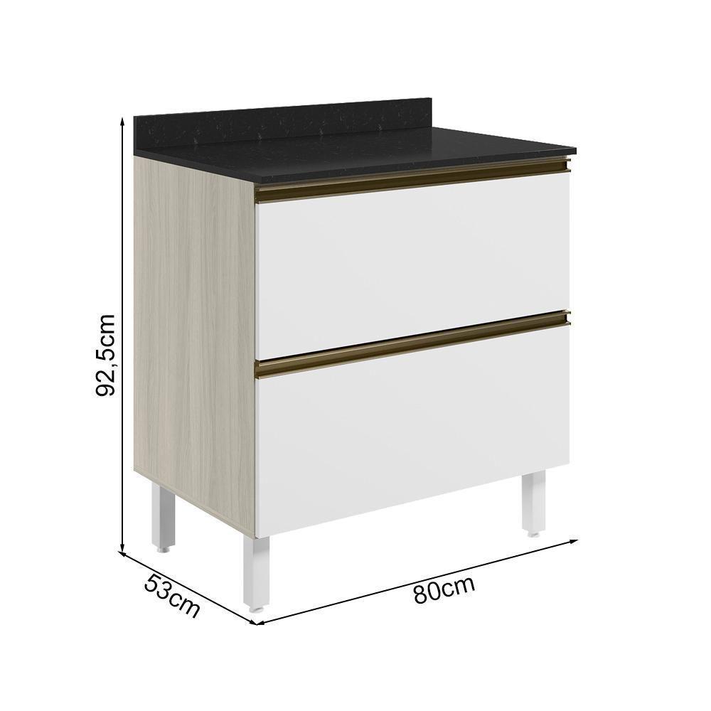 Balcao Com Tampo 2g 80cm Mdf Kali 16412 Bianco Toq Branco Uv Nicioli - 3