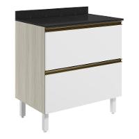 Balcao Com Tampo 2g 80cm Mdf Kali 16412 Bianco Toq Branco Uv Nicioli - 1