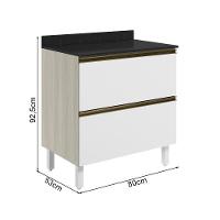 Balcao Com Tampo 2g 80cm Mdf Kali 16412 Bianco Toq Branco Uv Nicioli - 3