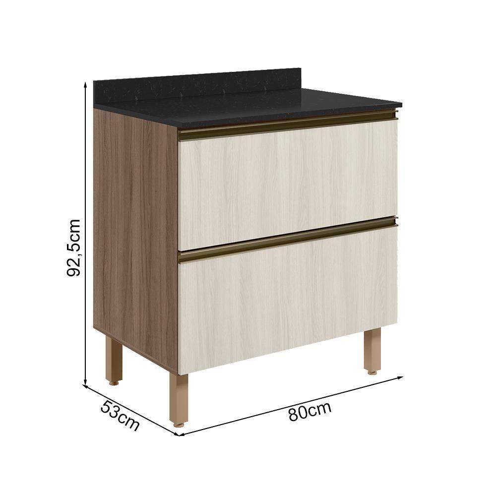 Balcao Com Tampo 2g 80cm Mdf Kali 16412 Carvalho Toq Bianco Toq Nicioli - 4