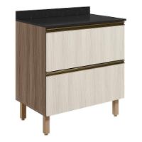 Balcao Com Tampo 2g 80cm Mdf Kali 16412 Carvalho Toq Bianco Toq Nicioli - 1