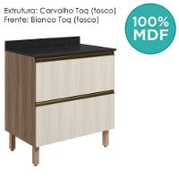 Balcao Com Tampo 2g 80cm Mdf Kali 16412 Carvalho Toq Bianco Toq Nicioli - 5