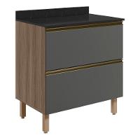 Balcao Com Tampo 2g 80cm Mdf Kali 16412 Carvalho Toq Chumbo Nicioli - 1