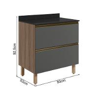 Balcao Com Tampo 2g 80cm Mdf Kali 16412 Carvalho Toq Chumbo Nicioli - 3