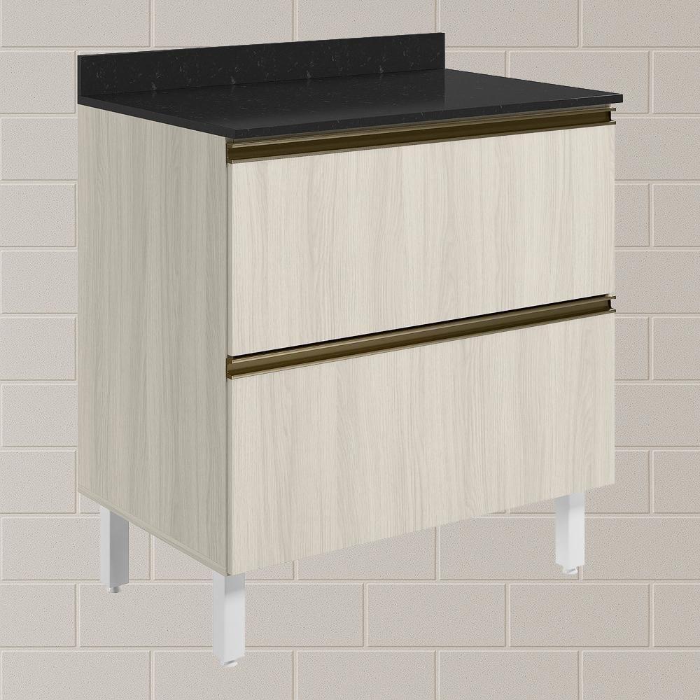 Balcao Com Tampo 2g 80cm Mdf Kali 16412 Bianco Toq Bianco Toq Nicioli - 5