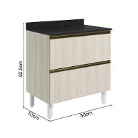 Balcao Com Tampo 2g 80cm Mdf Kali 16412 Bianco Toq Bianco Toq Nicioli - 6