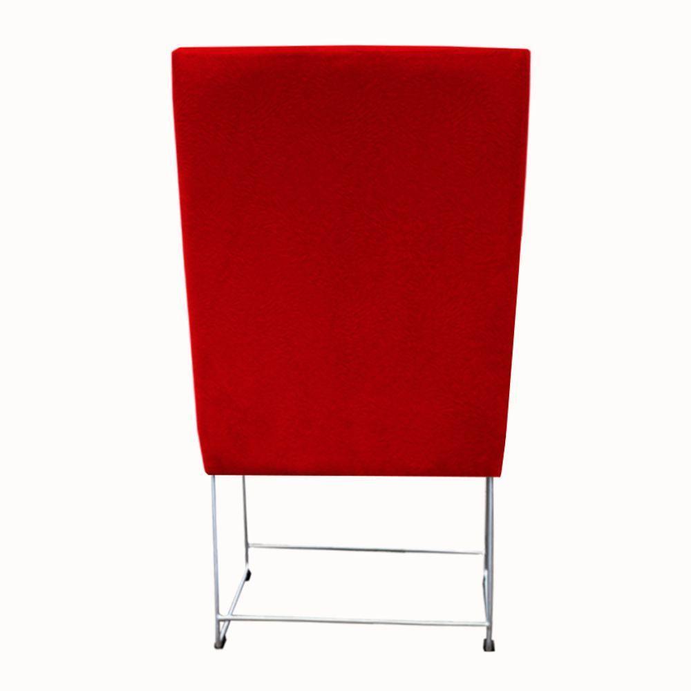 Cadeira Ana Base De Ferro Prata Suede Vermelho D'classe Decor - 4