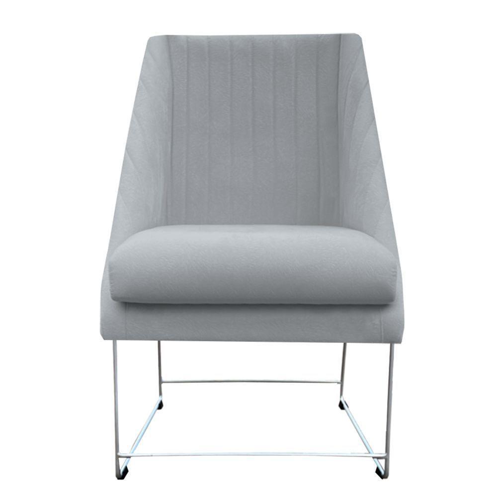 Cadeira Ana Base De Ferro Prata Suede Bege D'classe Decor - 1