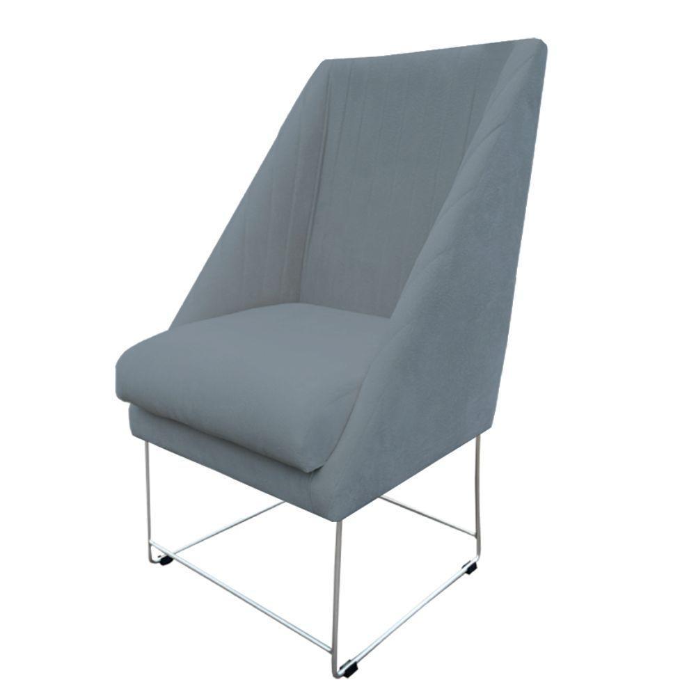 Cadeira Ana Base De Ferro Prata Suede Bege D'classe Decor - 3