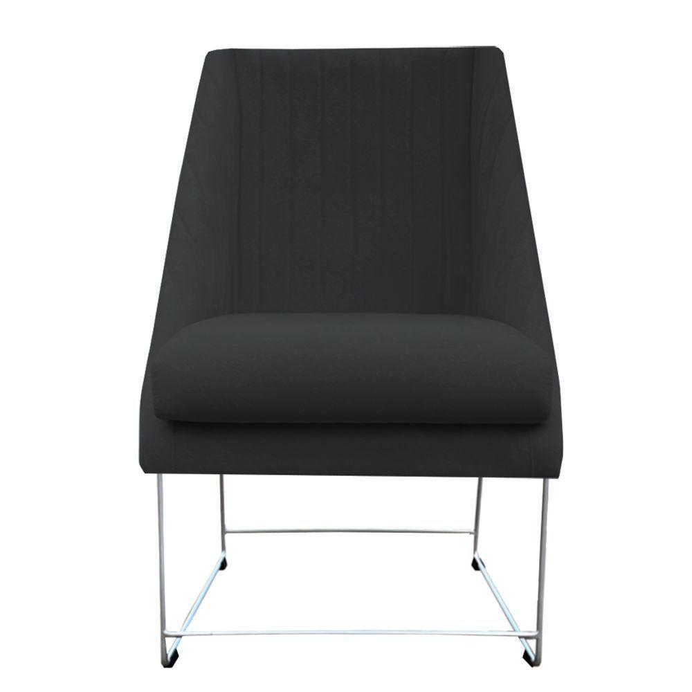 Cadeira Ana Base De Ferro Prata Suede Grafite D'classe Decor - 1
