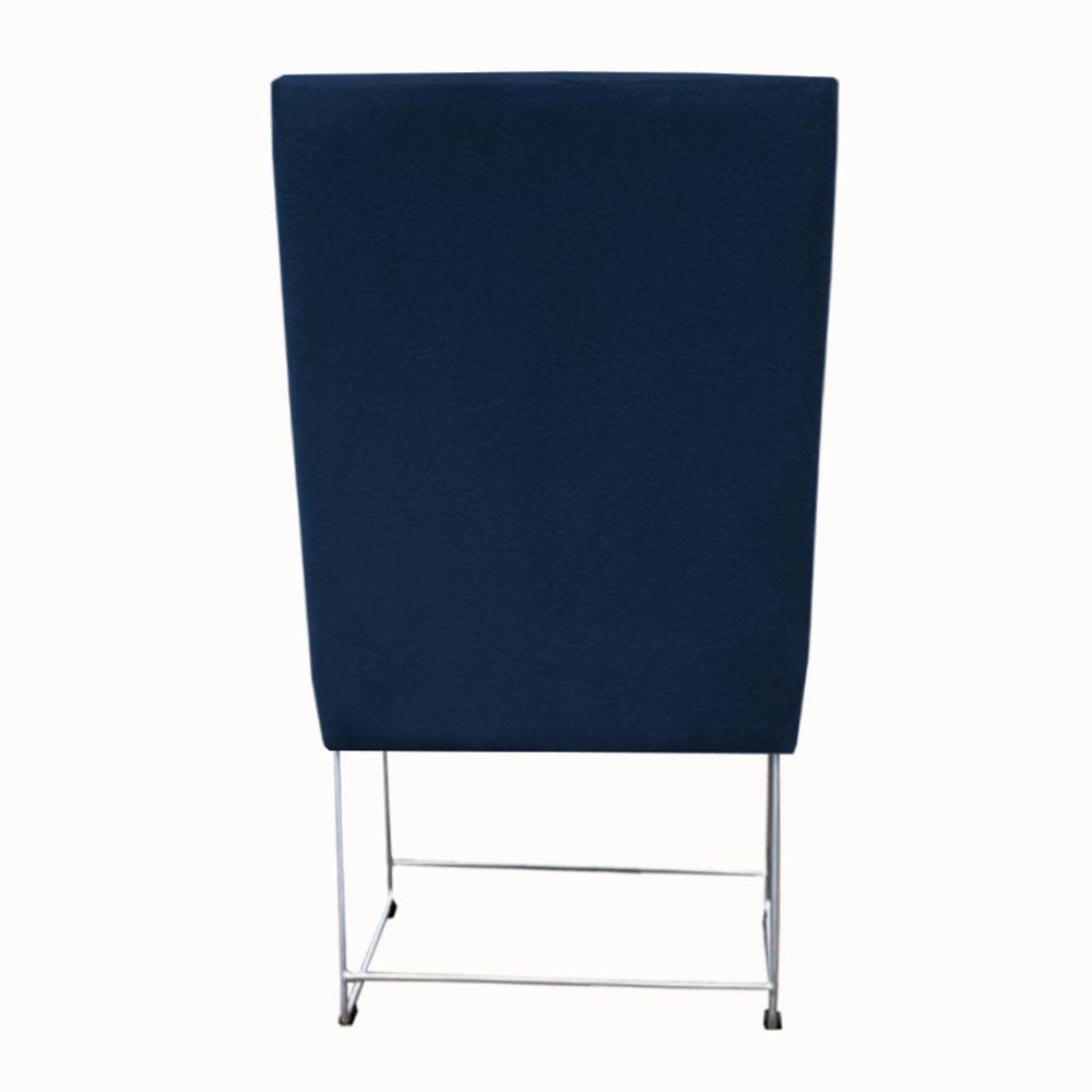 Cadeira Ana Base De Ferro Prata Suede Azul Marinho D'classe Decor - 4