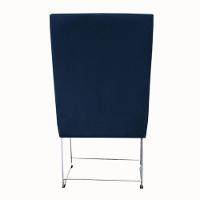 Cadeira Ana Base De Ferro Prata Suede Azul Marinho D'classe Decor - 4
