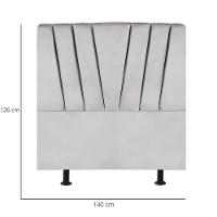 Cabeceira Estofada De Cama Casal Box 140 Cm Ariel Veludo Cinza Claro - 3