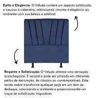 Cabeceira Estofada De Cama Casal Box 140 Cm Ariel Veludo Azul Marinho - 5