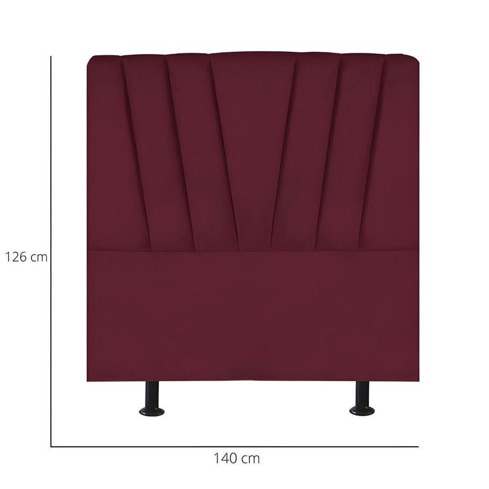 Cabeceira Estofada De Cama Casal Box 140 Cm Ariel Suede Bordô - 3