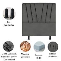 Cabeceira Solteiro Cama Box Estofada 100 Cm Lile Linho Cinza