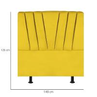 Cabeceira Estofada De Cama Casal Box 140 Cm Ariel Suede Amarelo - 3