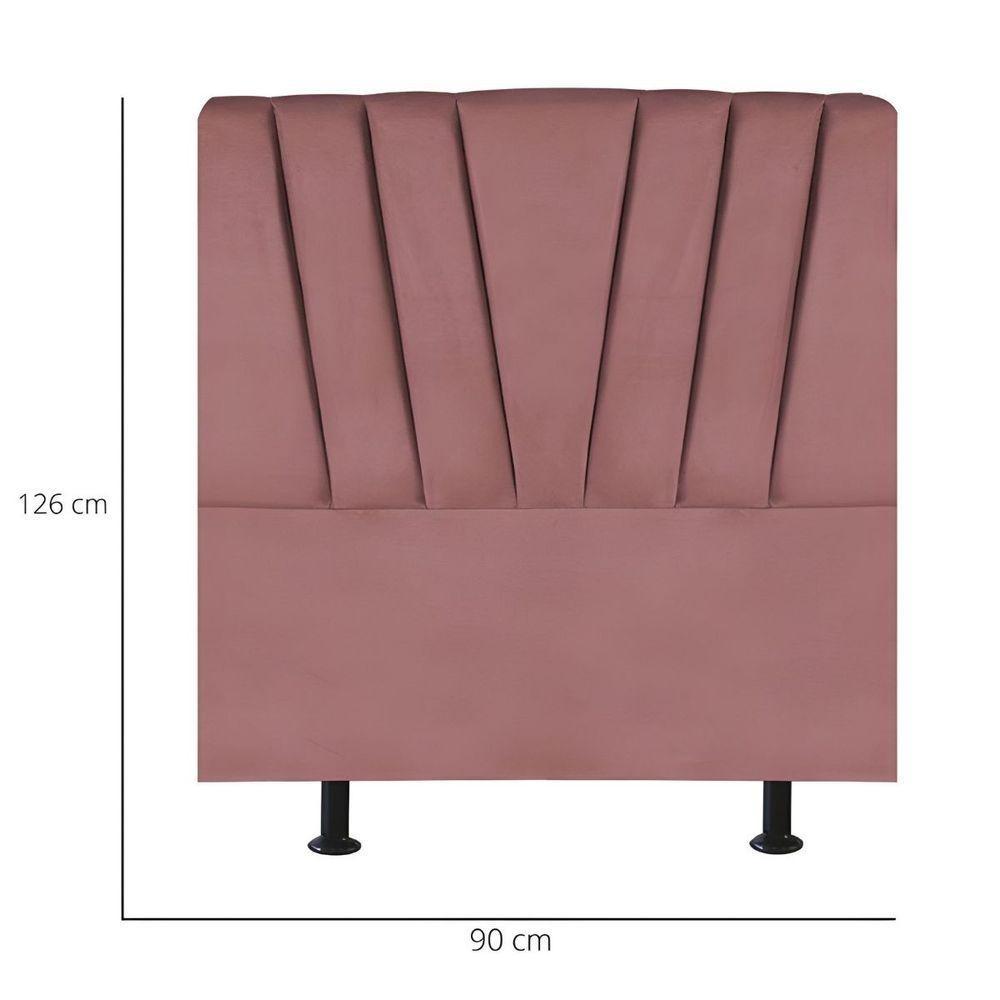 Cabeceira Estofada Cama Box Solteiro 90 Cm Ariel Suede Rosé - 3