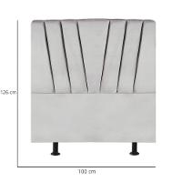 Cabeceira Estofada Cama Box Solteiro 100 Cm Ariel Veludo Cinza Claro - 3