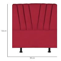 Cabeceira Estofada Cama Box Solteiro 90 Cm Ariel Suede Vermelho - 3