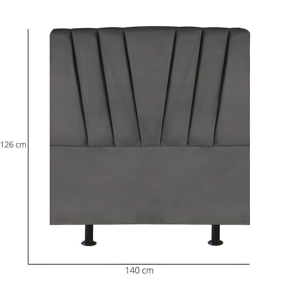 Cabeceira Estofada De Cama Casal Box 140 Cm Ariel Corino Cinza - 2