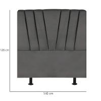 Cabeceira Estofada De Cama Casal Box 140 Cm Ariel Corino Cinza - 2