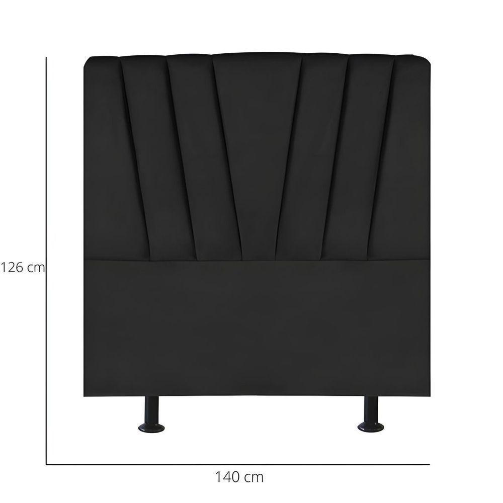 Cabeceira Estofada De Cama Casal Box 140 Cm Ariel Corino Preto - 3