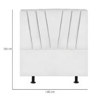Cabeceira Estofada De Cama Casal Box 140 Cm Ariel Suede Branco - 3