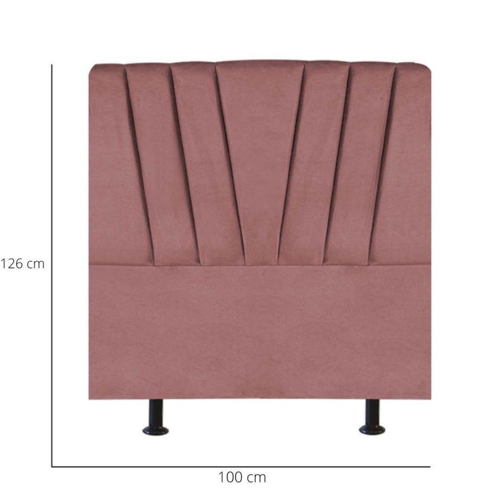 Cabeceira Estofada Cama Box Solteiro 100 Cm Ariel Veludo Rosé - 4