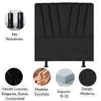Cabeceira Estofada Cama Box Solteiro 100 Cm Ariel Veludo Preto