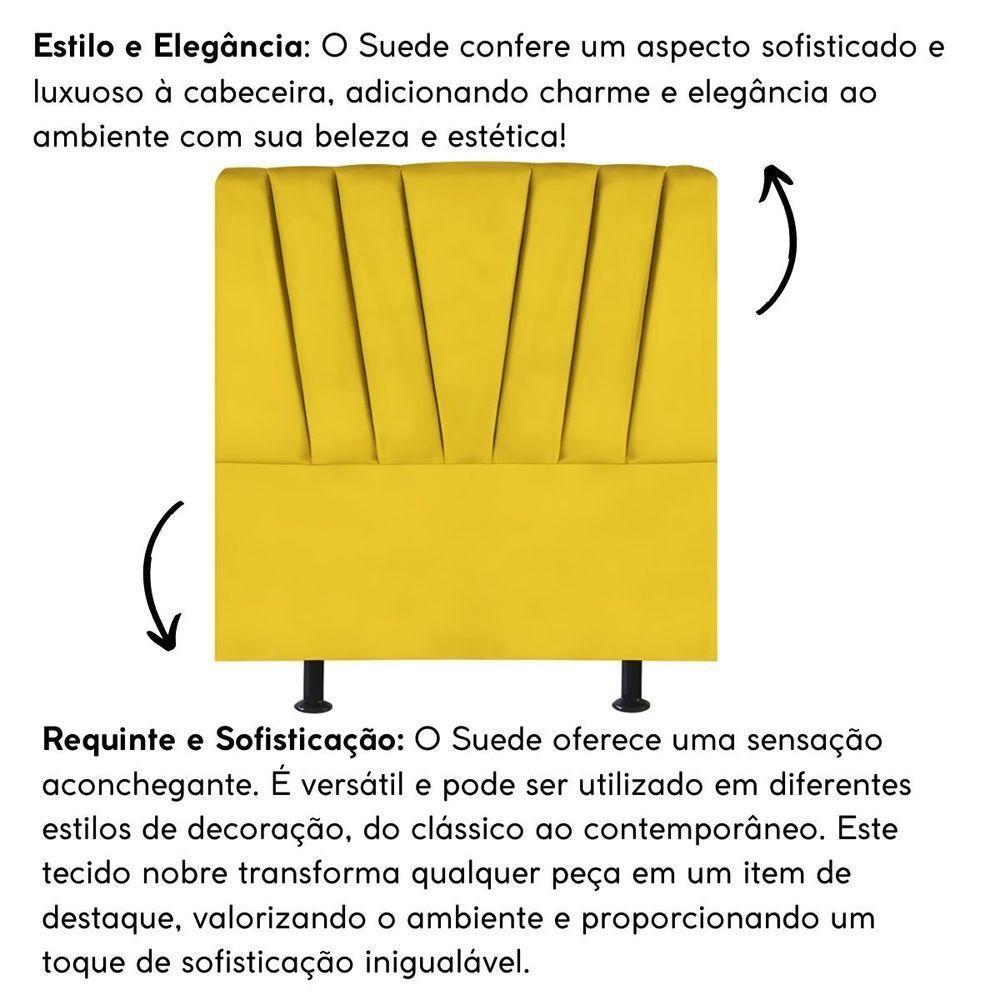 Cabeceira Estofada Cama Box Solteiro 100 Cm Ariel Suede Amarelo - 3