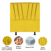 Cabeceira Estofada Cama Box Solteiro 100 Cm Ariel Suede Amarelo - 2