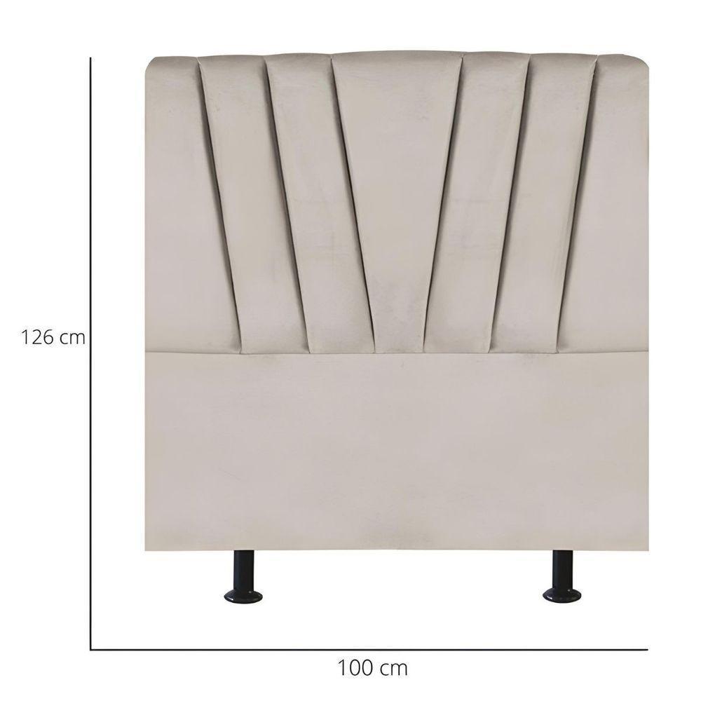 Cabeceira Estofada Cama Box Solteiro 100 Cm Ariel Corino Bege - 3