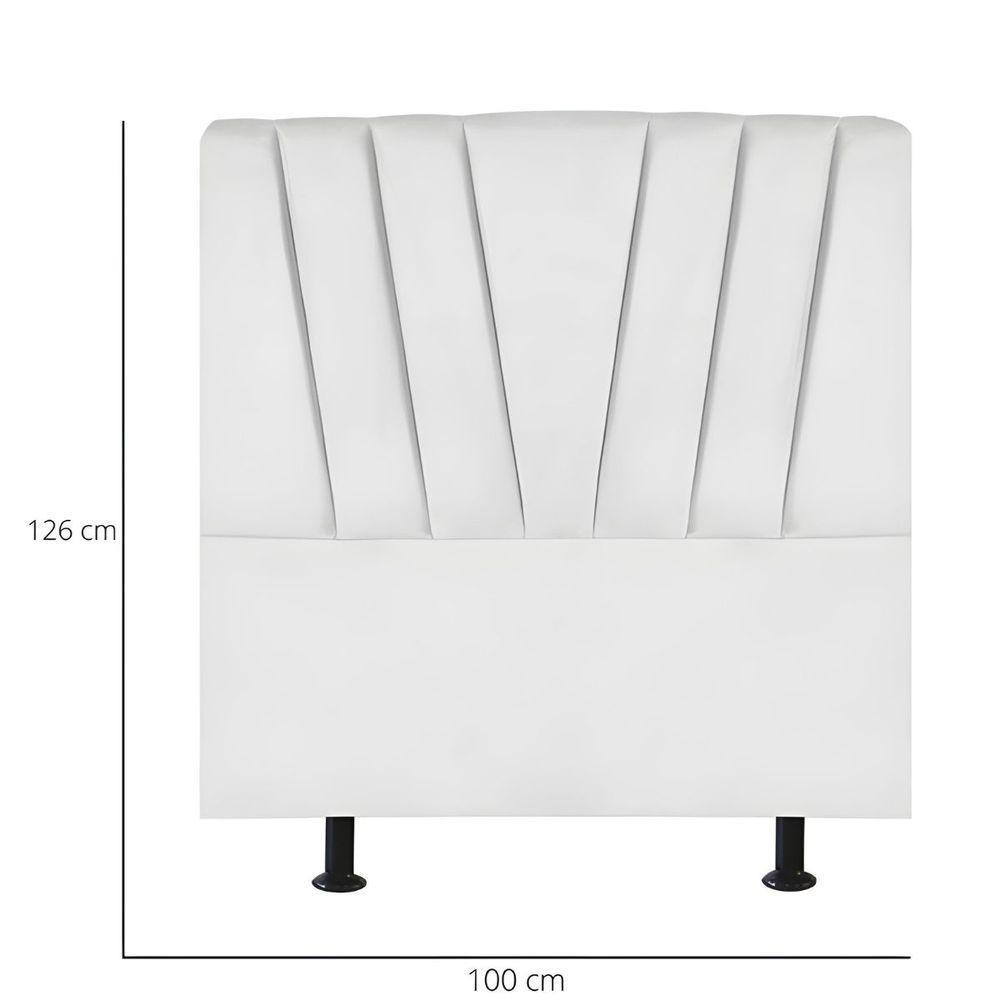 Cabeceira Estofada Cama Box Solteiro 100 Cm Ariel Corino Branco - 3