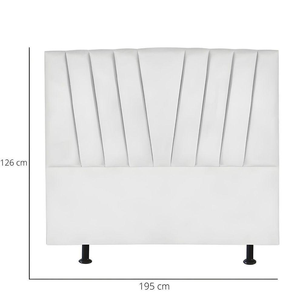 Cabeceira Estofada Cama Box King 195 Cm Ariel Suede Branco - 3