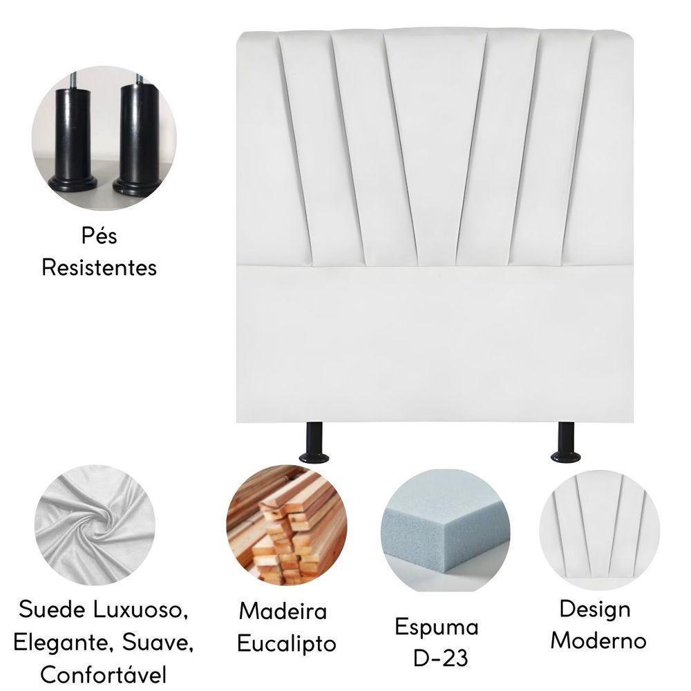 Cabeceira Estofada Cama Box King 195 Cm Ariel Suede Branco - 4
