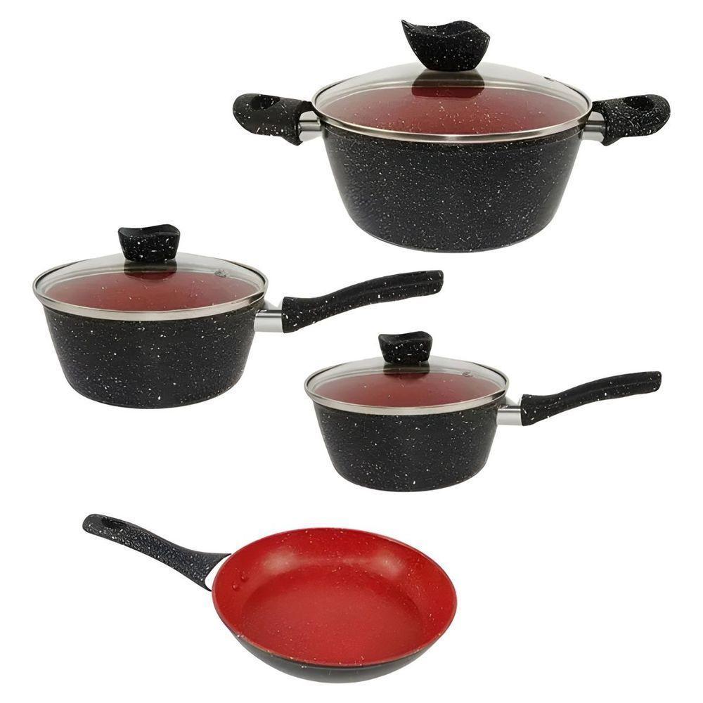 Conjunto De Panelas Antiaderente Preto E Vermelho 4 Peças - 1