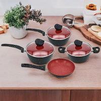 Conjunto De Panelas Antiaderente Preto E Vermelho 4 Peças - 3