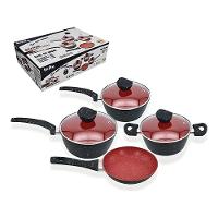 Conjunto De Panelas Antiaderente Preto E Vermelho 4 Peças - 5