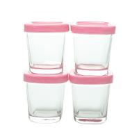 Conjunto 4 Potes Vidro Armazenamento Leite Materno E Alimentos Bpa Free Capacidade 150 Ml Cor Rosa - 1