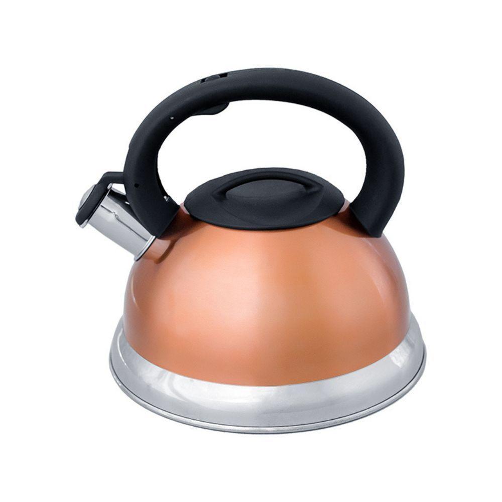 Chaleira Em Inox Com Apito E Fundo Duplo à Indução Dourada - 3