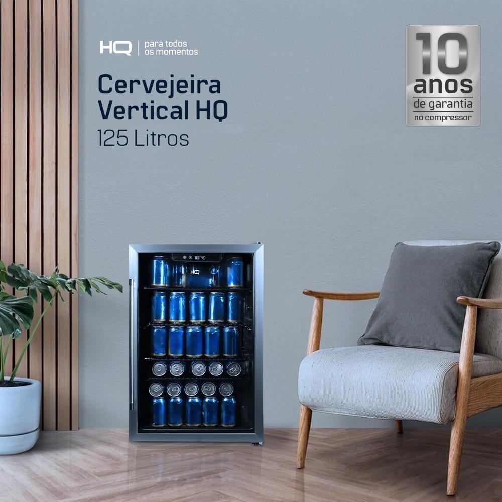 Cervejeira Expositor Vertical HQ Vidro Duplo 125 Litros Preta E Inox HQ-125CEVPV 220V - 5
