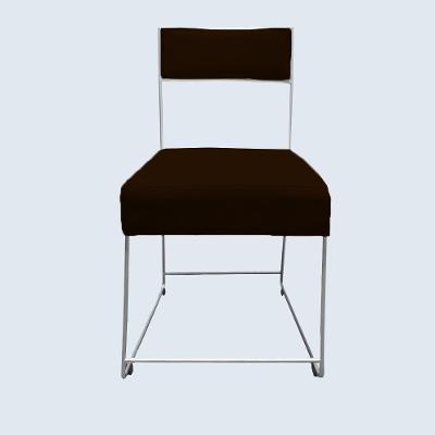 Cadeira Atena Base De Ferro Maciço Prata Suede Marrom D'classe Decor