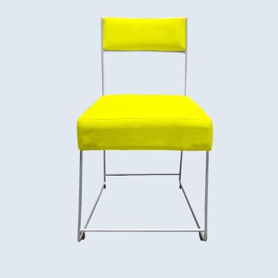 Cadeira Atena Base De Ferro Maciço Prata Suede Amarelo D'classe Decor