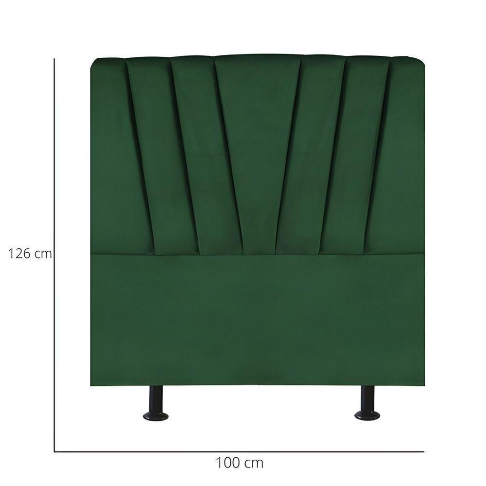 Cabeceira Estofada Cama Box Solteiro 100 Cm Ariel Suede Verde - 3