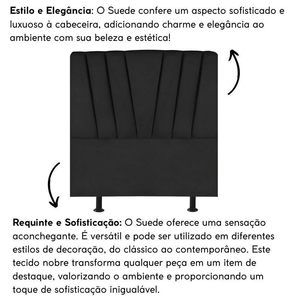 Cabeceira Estofada Cama Box Solteiro 100 Cm Ariel Suede Preto - 5