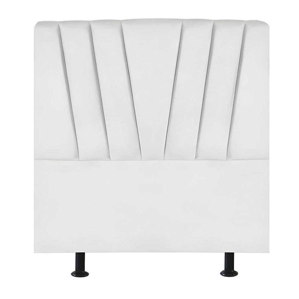 Cabeceira Estofada Cama Box Solteiro 100 Cm Ariel Suede Branco - 1
