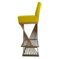 Banqueta Luma Base De Ferro Sued Amarelo D'classe Decor - 2